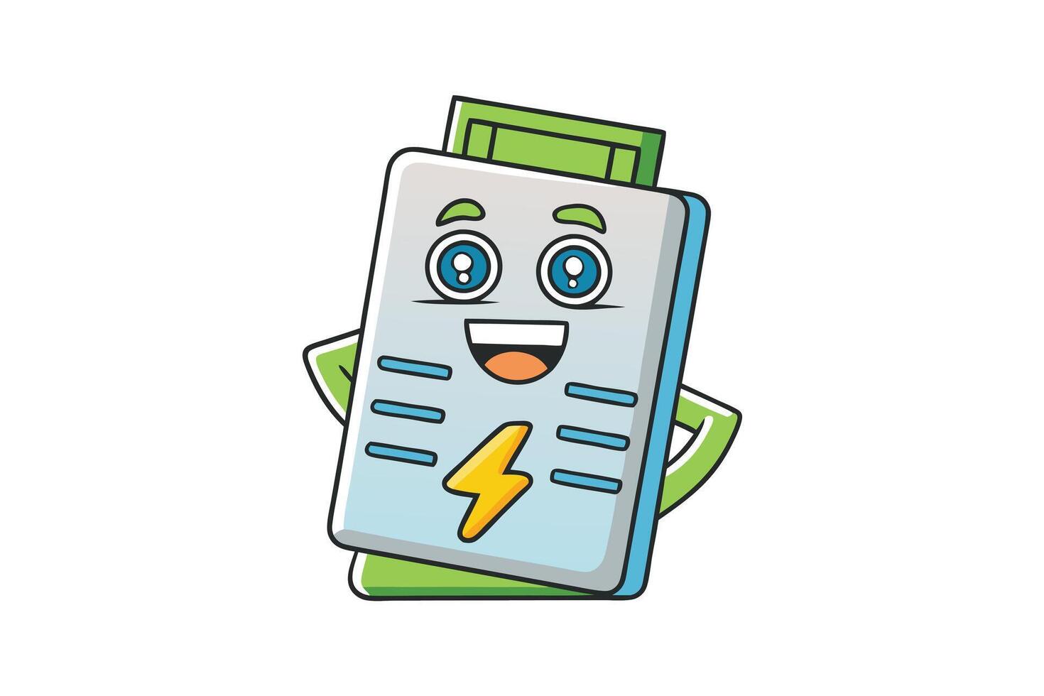 Creative concept of a cartoon energy bill with smiley face, electrical elements, and clean minimalist design vector