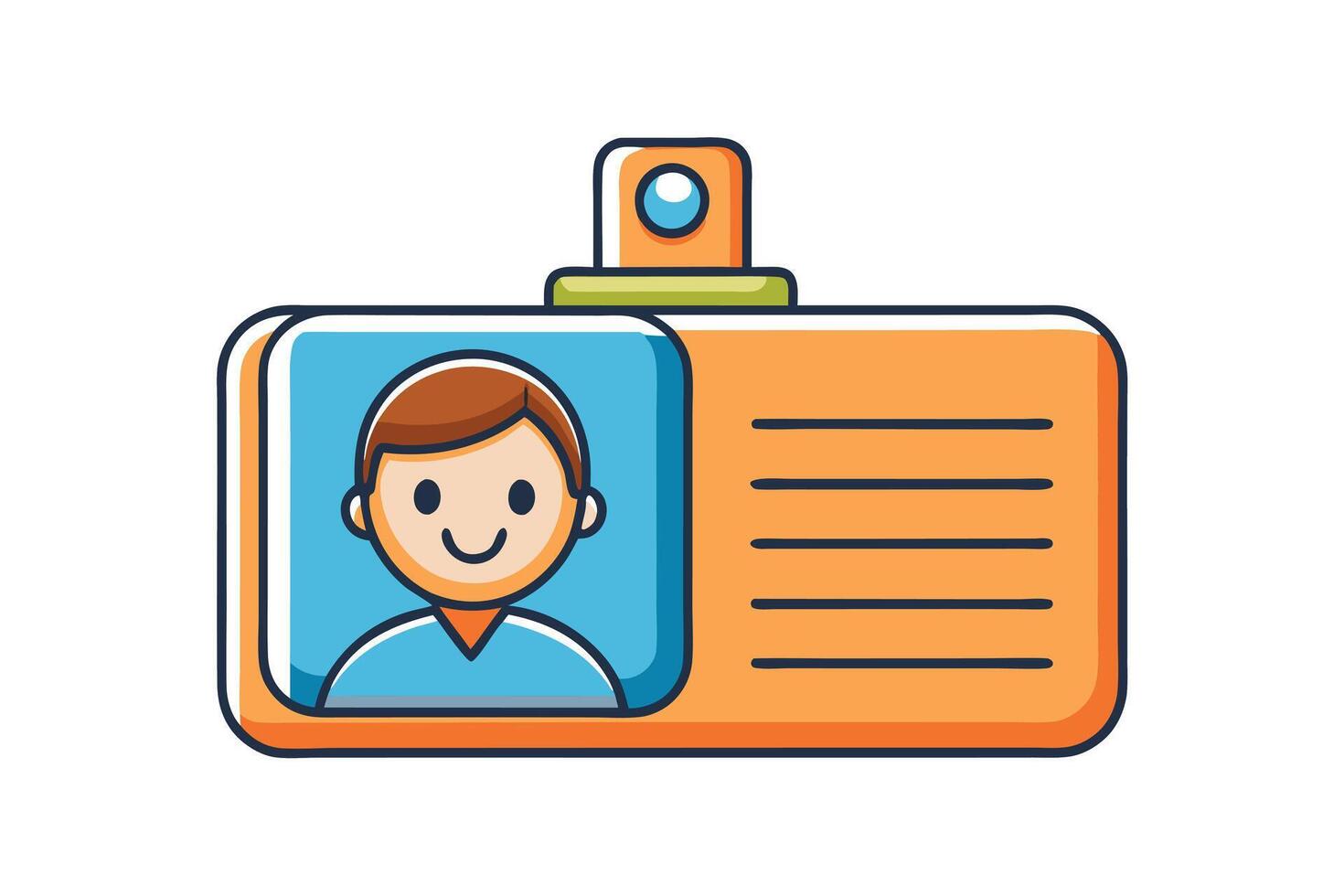 Colorful cartoon style ID card icon with photo and details isolated on a white background, perfect for identification themes vector