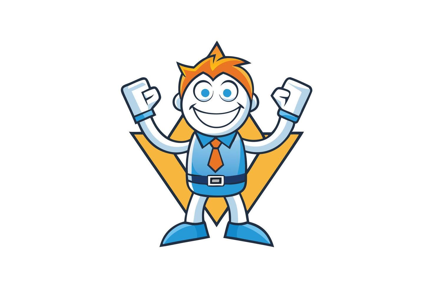 Cheerful and energetic business character illustration in a tie and suit, representing optimism and corporate success vector