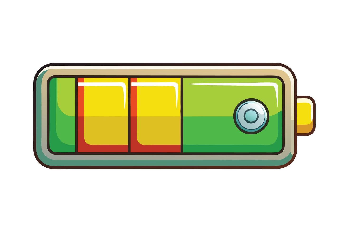 Full battery icon featuring a cute cartoon face and bright green charge level, representing clean energy and charging concepts vector