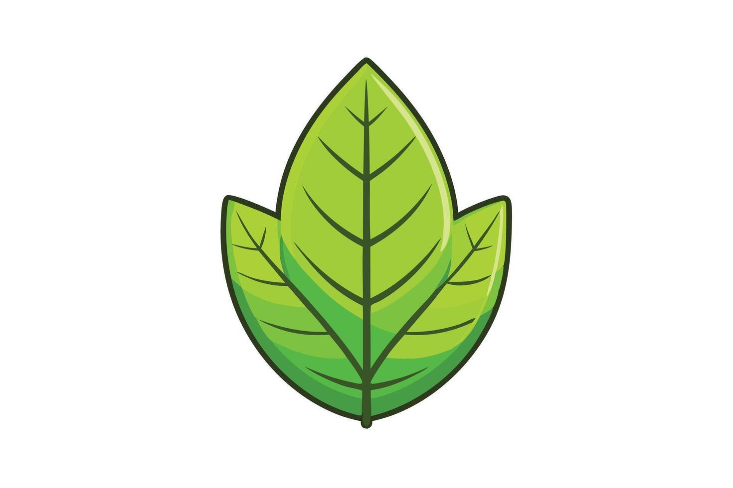 Bright and vibrant green leaf illustration with a stylized design, perfect for eco friendly, nature, and organic themes vector