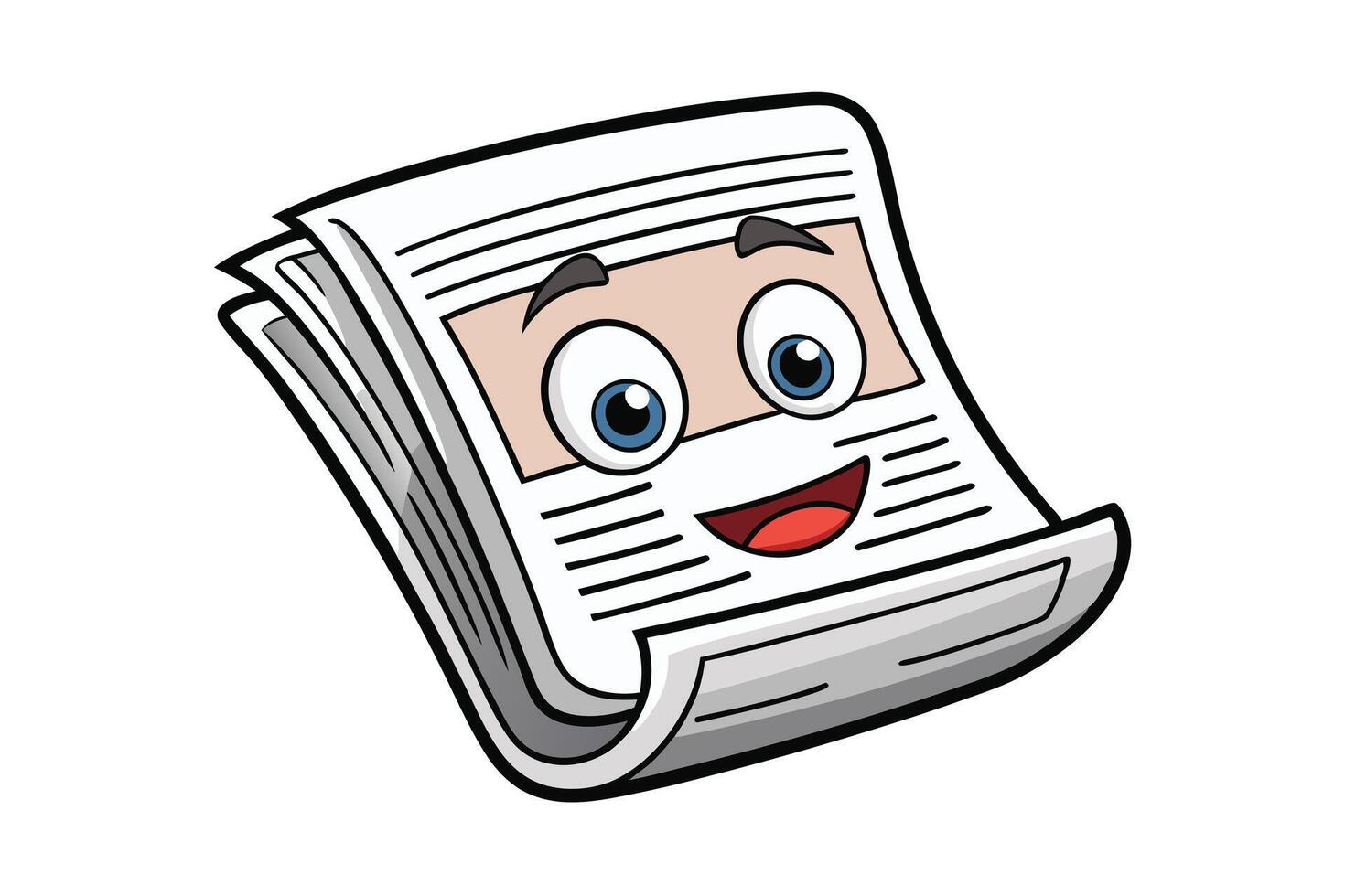 Creative cartoon newspaper character with a happy face, ideal for media, press, and news related projects or educational content vector