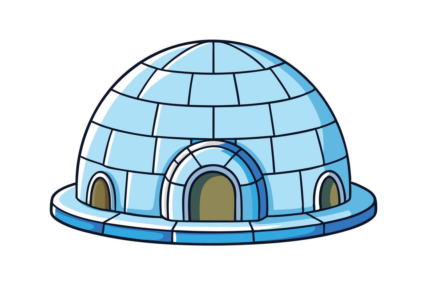 Blue icy igloo design perfect for representing cold climates, winter themes, or arctic regions vector