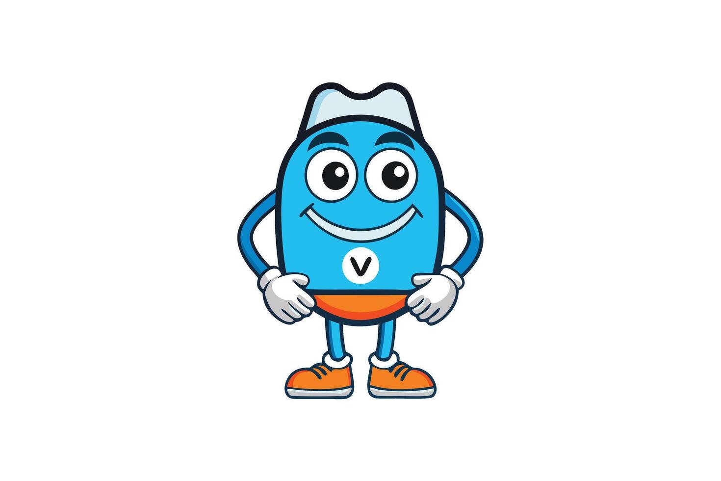 illustration of a cheerful blue proactive mascot character wearing sneakers, perfect for motivational or business concepts vector