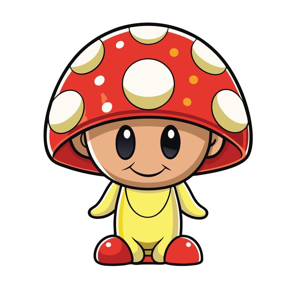 Cute and friendly mushroom character design with a fantasy inspired style, great for games, storytelling, and fun artwork vector