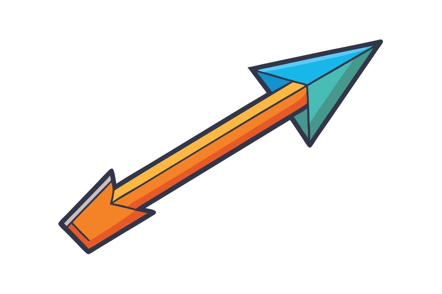 Stylized arrow illustration featuring vibrant orange and blue tones, perfect for directional or navigation iconography on white background vector