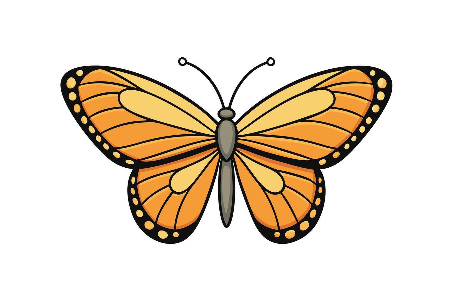 Minimalist butterfly graphic in vivid colors, highlighting elegant wing patterns, perfect for creative designs and nature related themes vector