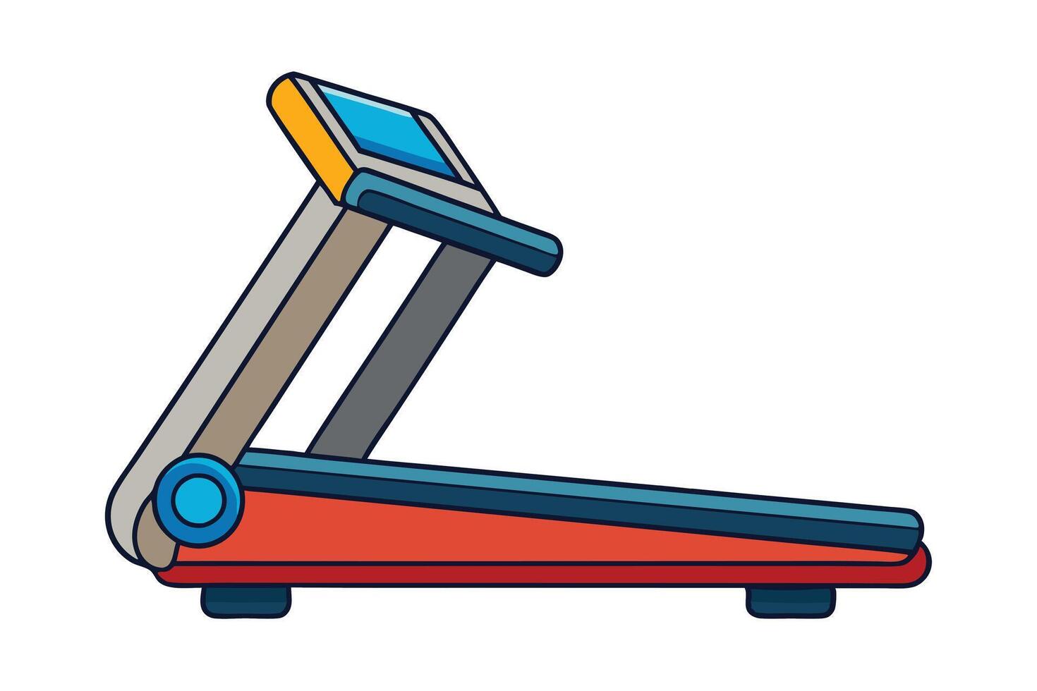 Side view of modern treadmill in minimalist cartoon style, ideal for fitness equipment concepts and exercise related designs vector