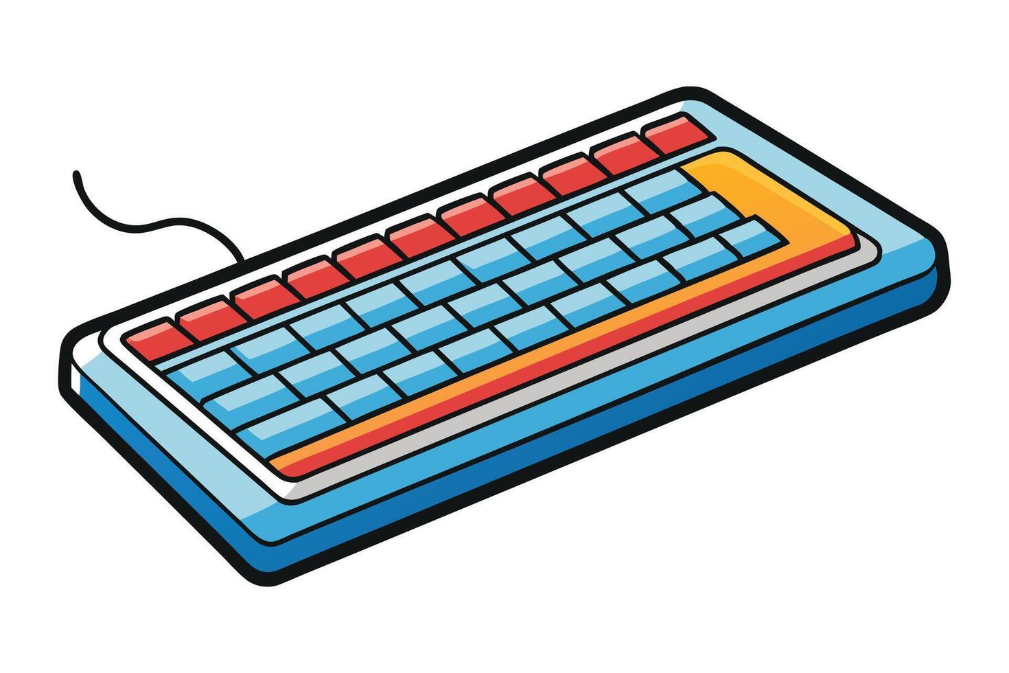 Creative computer keyboard icon in colorful style, featuring dynamic layout and bold hues, suitable for tech or gaming visuals vector