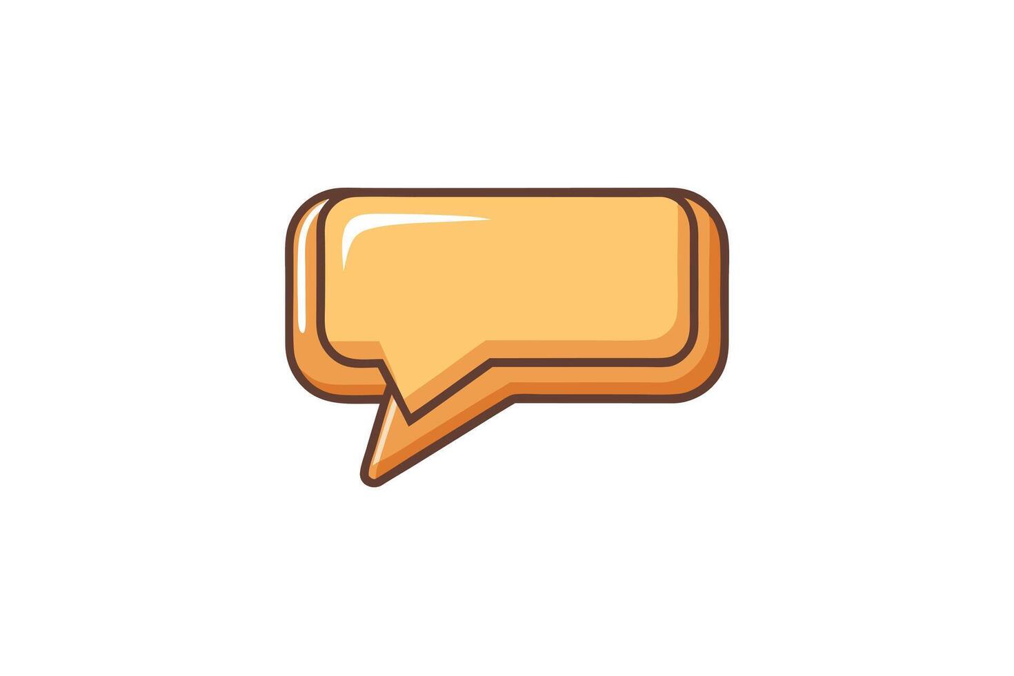 Minimalistic yellow speech bubble icon in cartoon style with a glossy finish, perfect for messaging, chat, or communication concepts vector