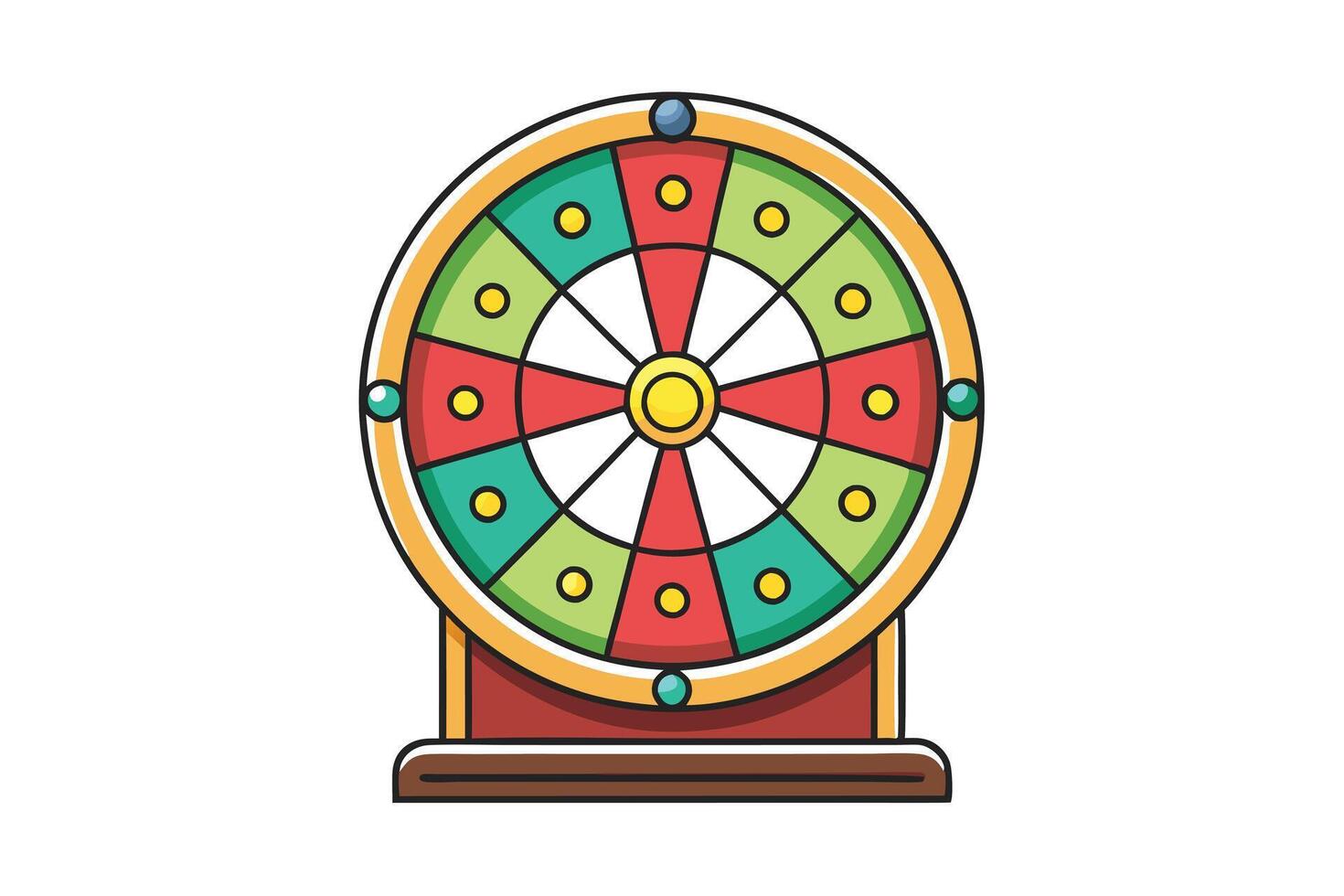 Colorful wheel of fortune illustration in vibrant cartoon style, ideal for casino themes, game shows, or prize winning concepts vector