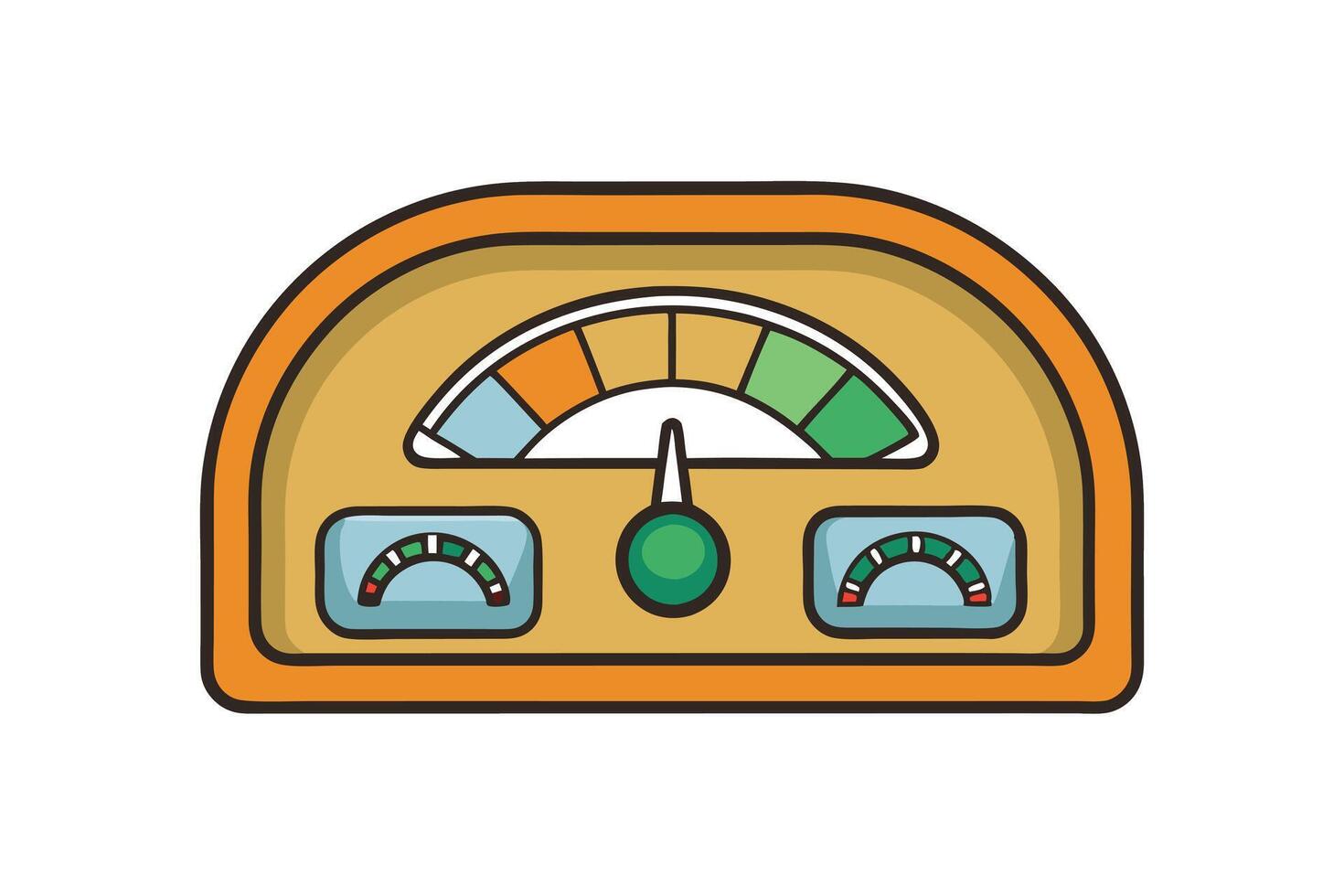 Classic gauge dashboard design with vibrant colors and detailed meters ideal for car diagnostics, performance analysis, and retro themes vector