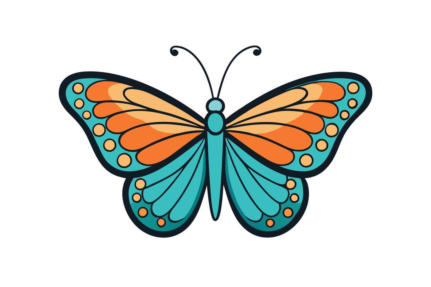 Vibrant butterfly illustration with detailed colorful wings, showcasing intricate patterns in a modern art style on a white background vector