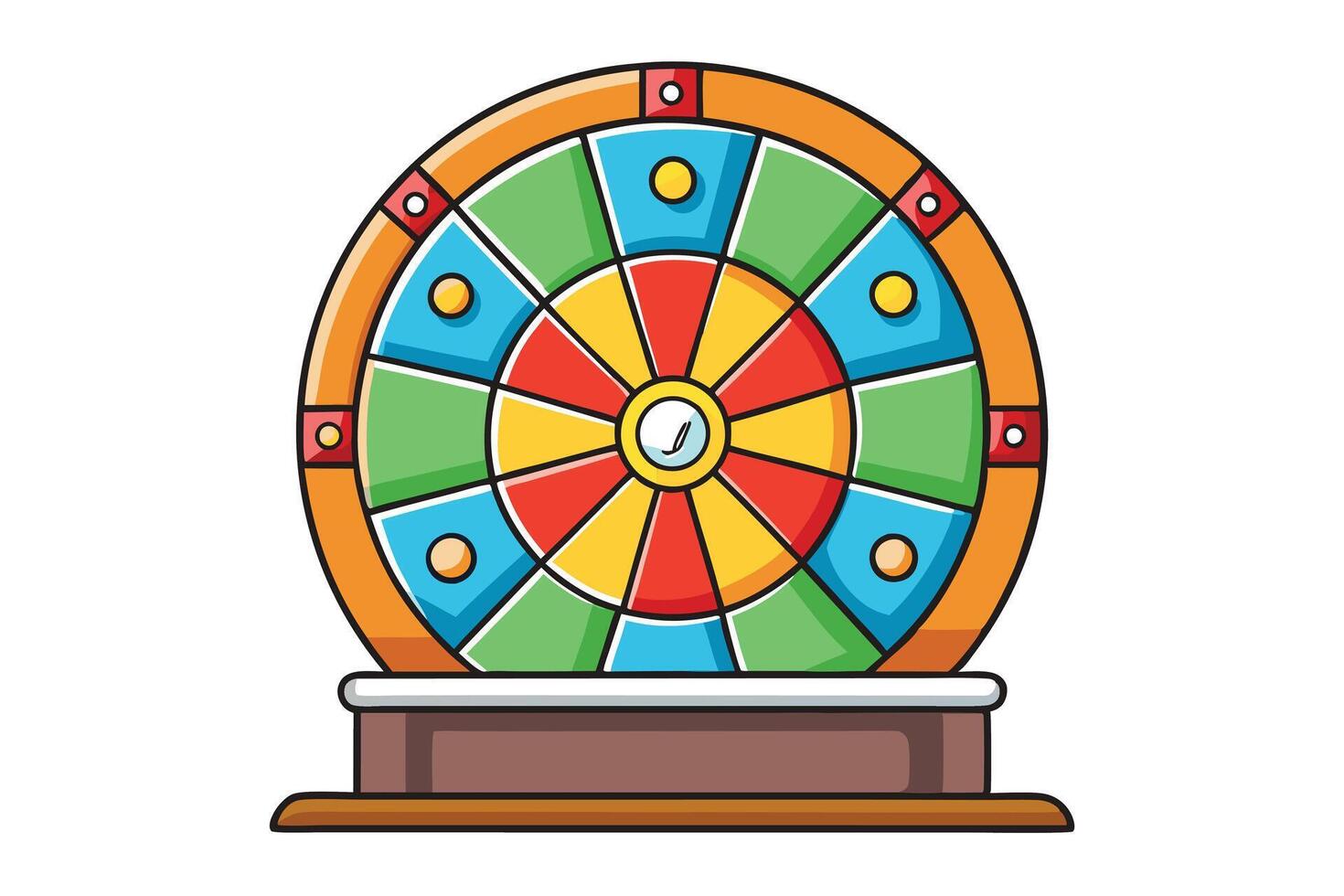 Creative fortune wheel icon with vibrant sections and a lively cartoon style, representing luck, rewards, and entertainment concepts vector
