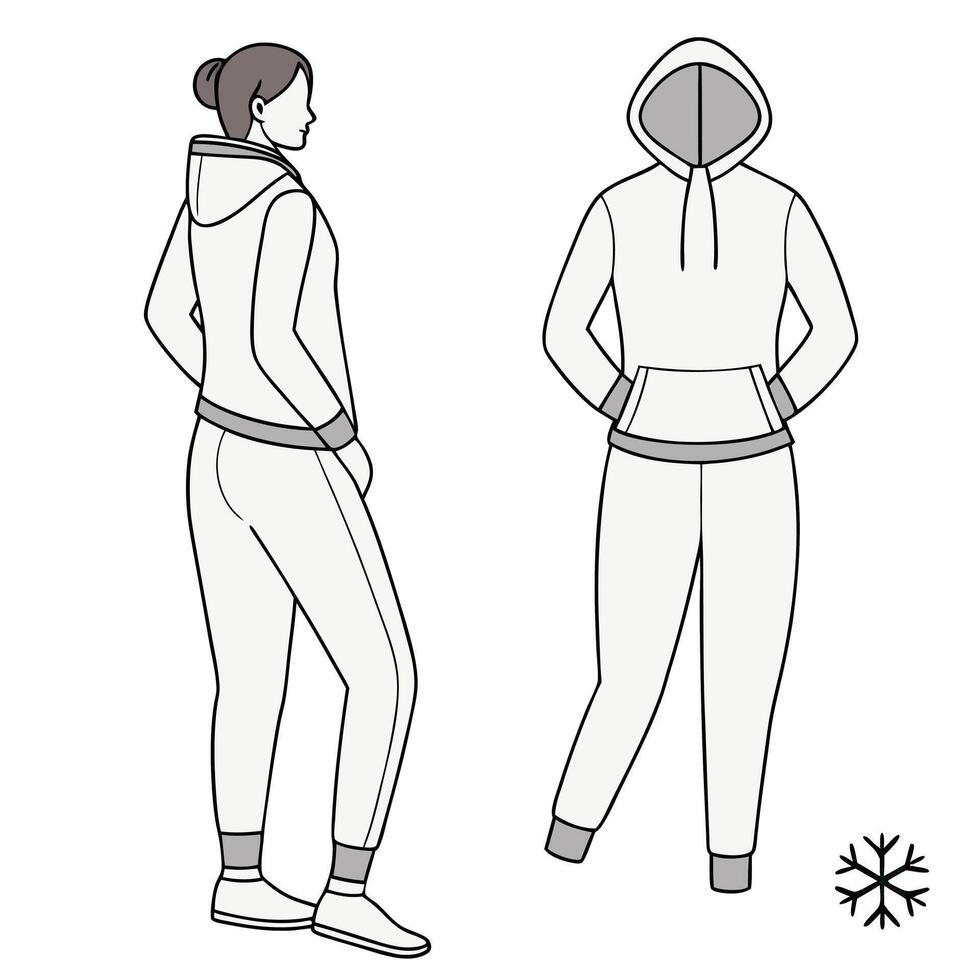 Modern illustration of thermal hoodies and joggers, highlighting warm and stylish clothing options for cold weather or lounging vector