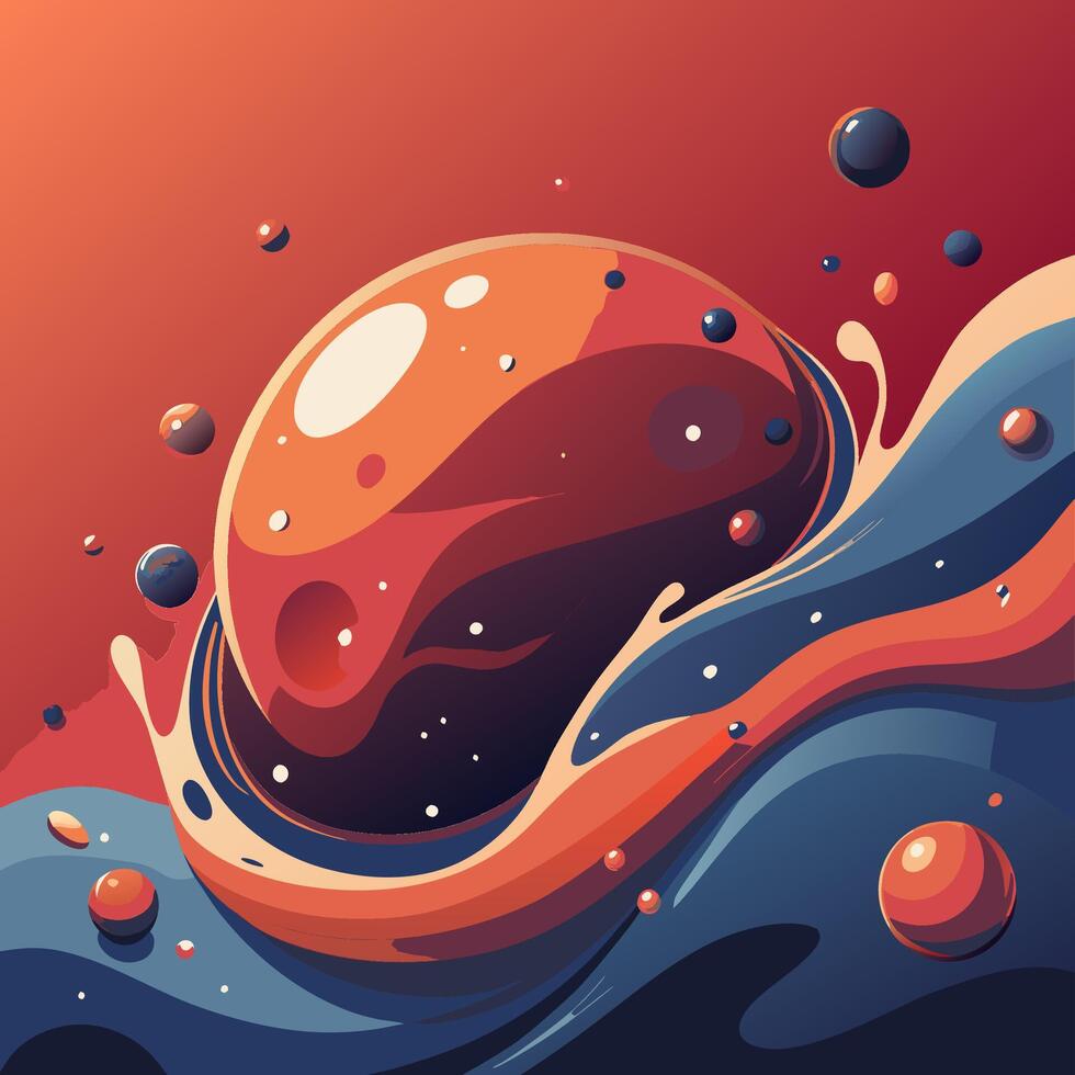 Dynamic Fluid Wave with Bubbles in Vibrant Colors vector