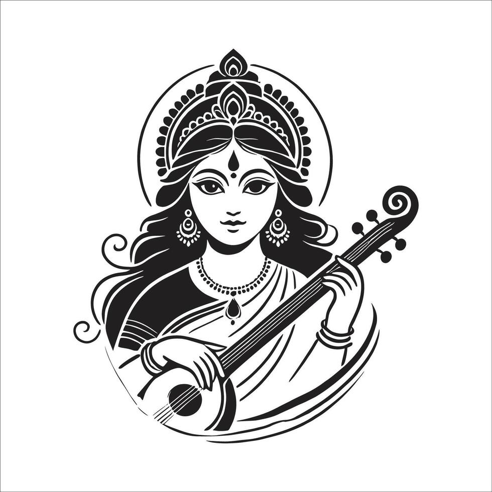 Happy Vasant Panchami Goddess Maa Saraswati On Religious Festival vector