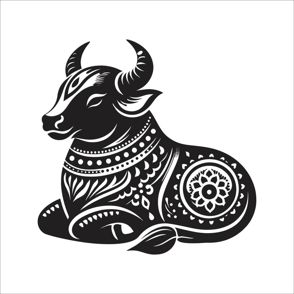 lord shiva nandi bull sitting For Happy maha shivratri design on White Background vector