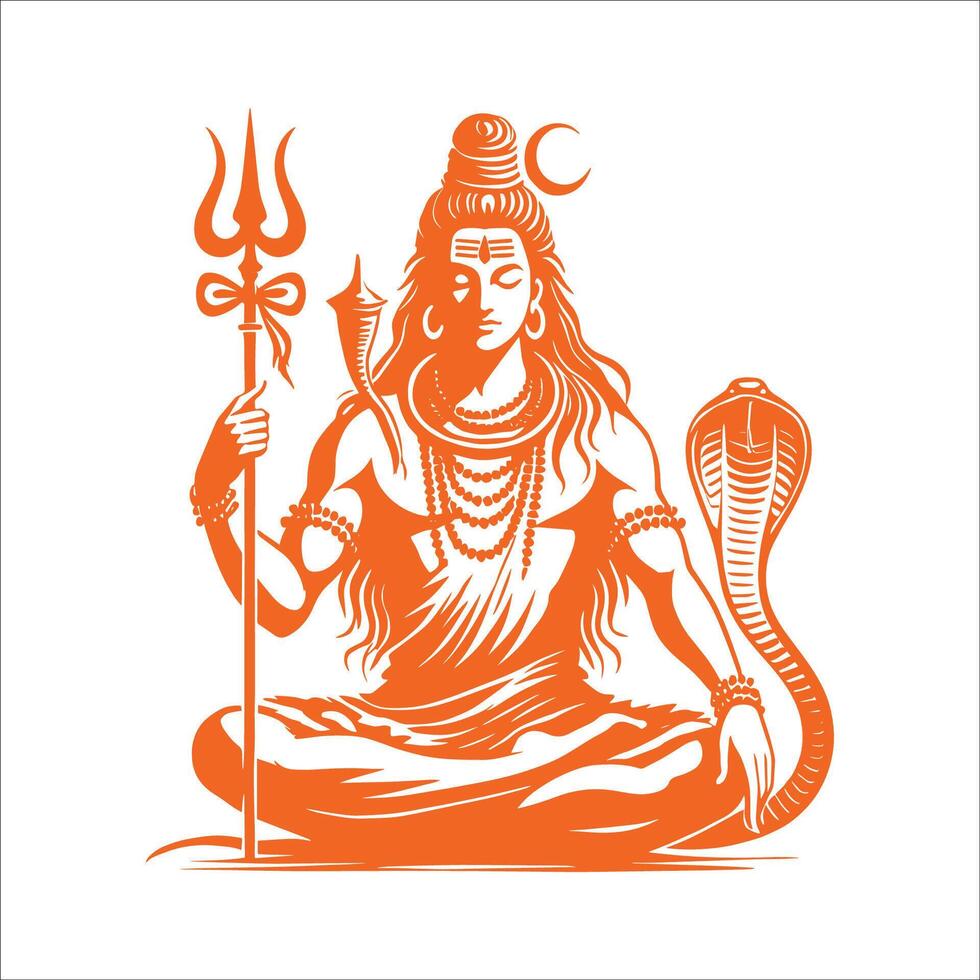 portrait of lord shiva Happy maha shivratri design on White Background vector