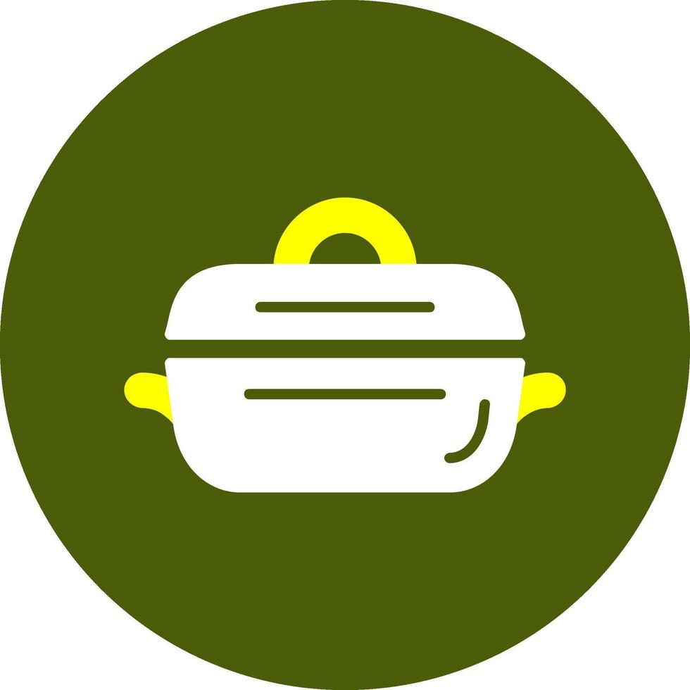 a green and white icon of a pot and lid vector