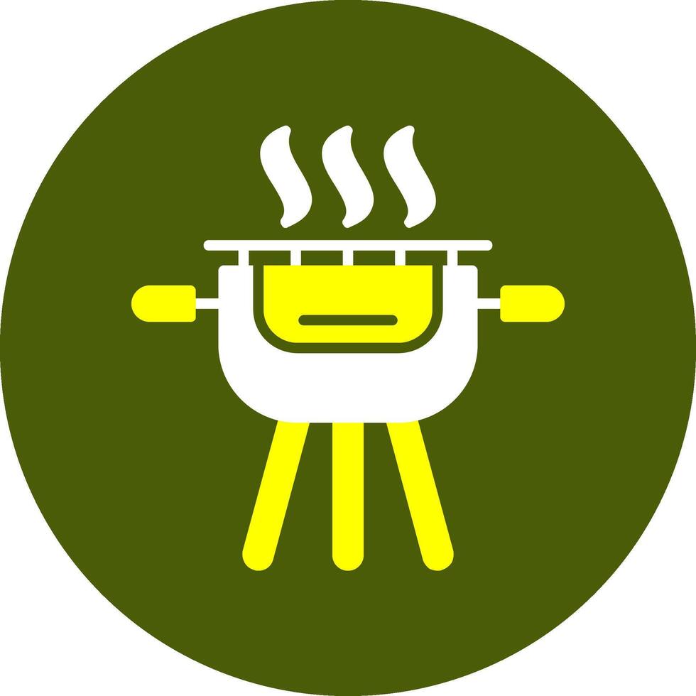 Grill Corlorful Icon on a Green Background vector