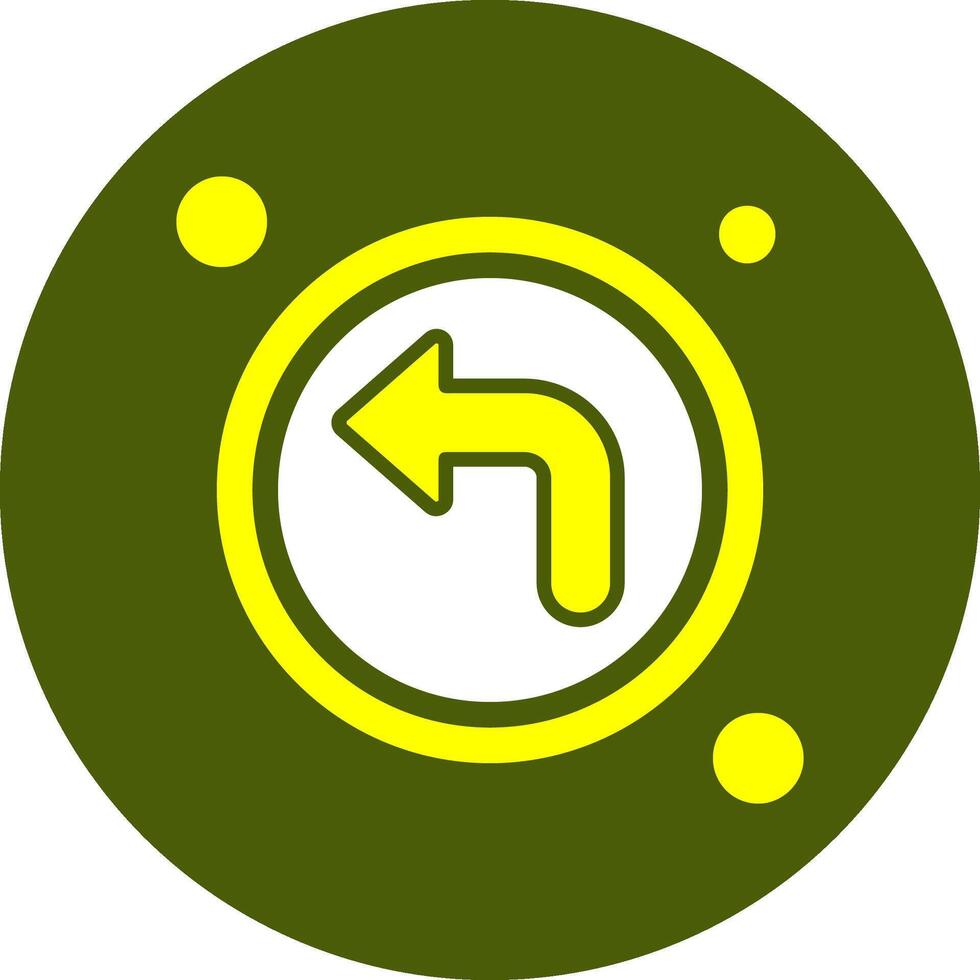 Turn left Solid Style Color Icon vector
