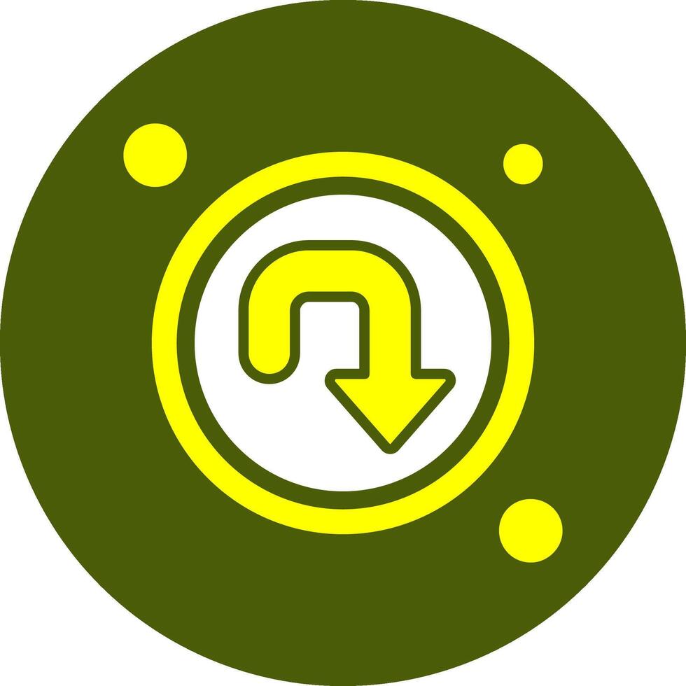 U turn Solid Style Color Icon vector
