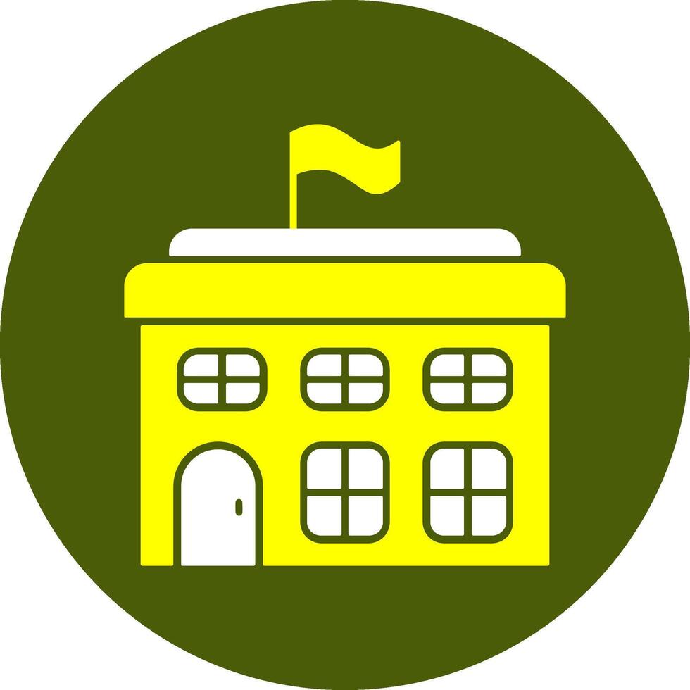 School building Solid Style Colorful Icon vector