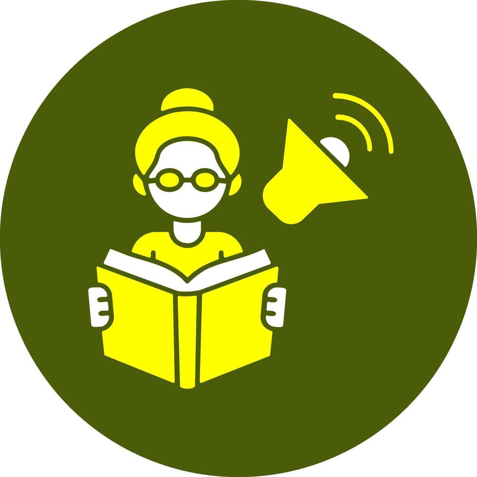 Teacher reading aloud Solid Style Colorful Icon vector