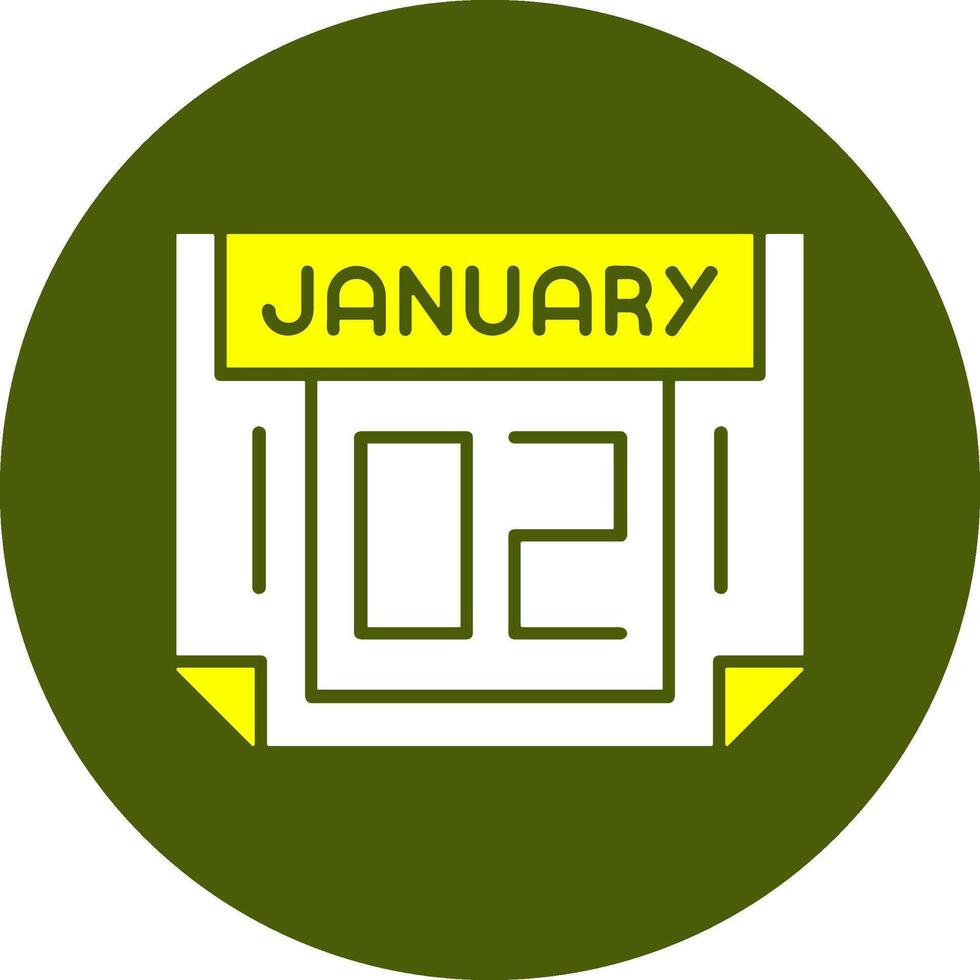 2 January Solid Style Colorful Icon vector