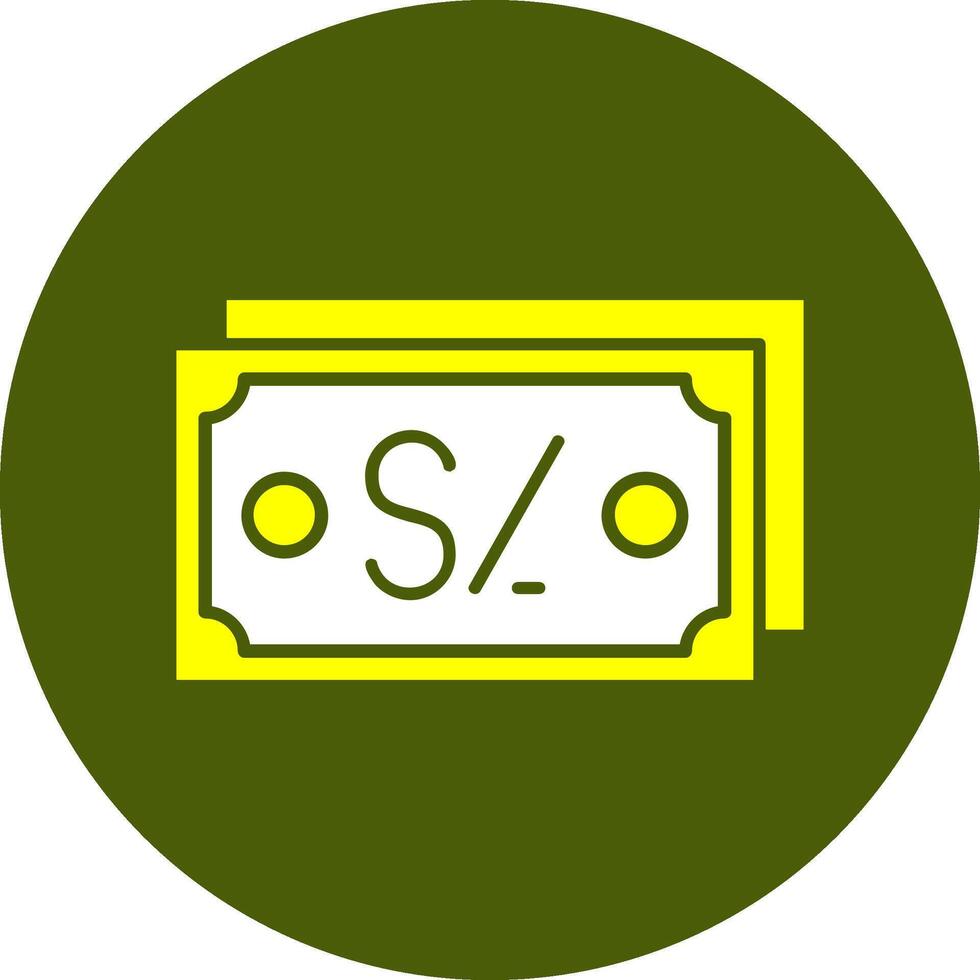 Peruvian Sol Note Solid Style Colorful Icon vector