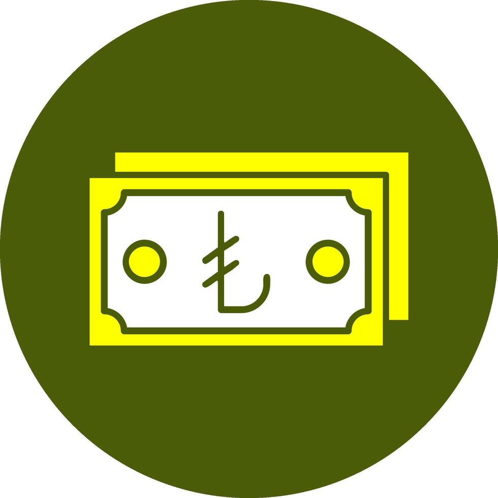 Turkish Lira Note Solid Style Colorful Icon vector