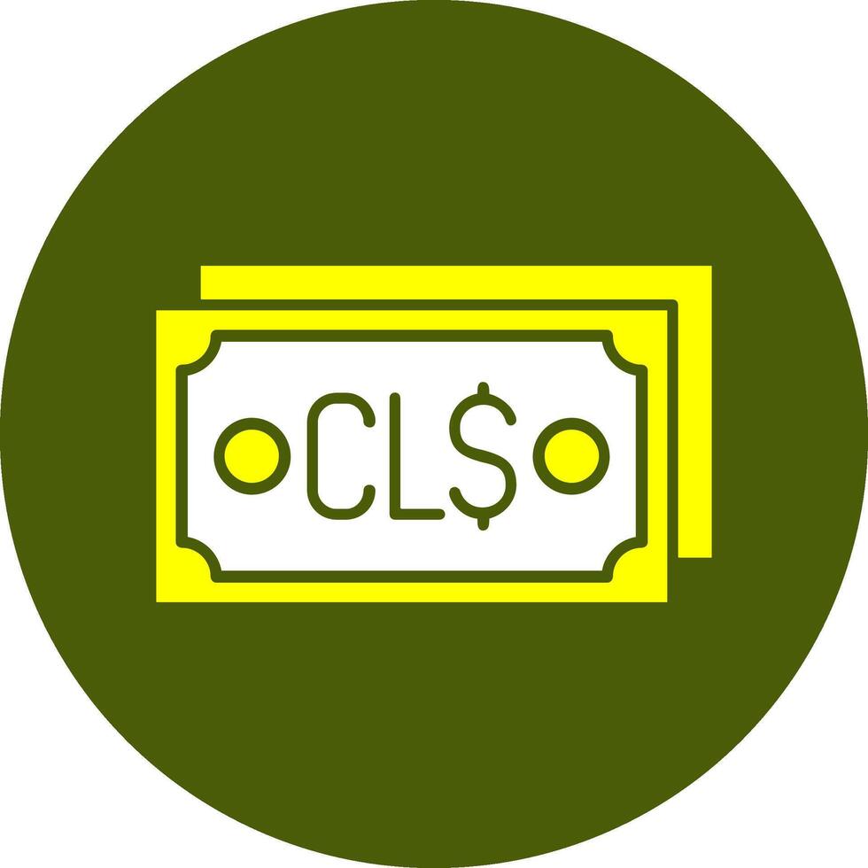 Chilean Peso Note Solid Style Colorful Icon vector