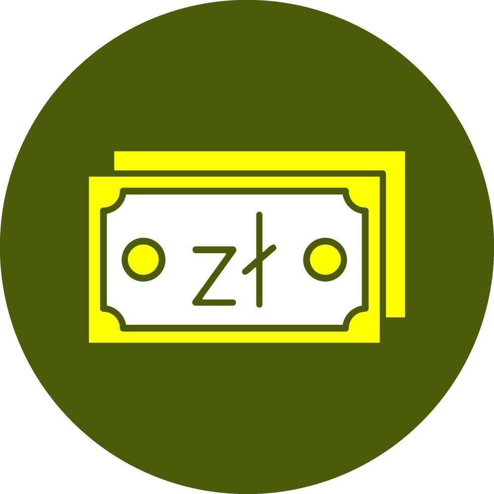 Polish Zloty Note Solid Style Colorful Icon vector