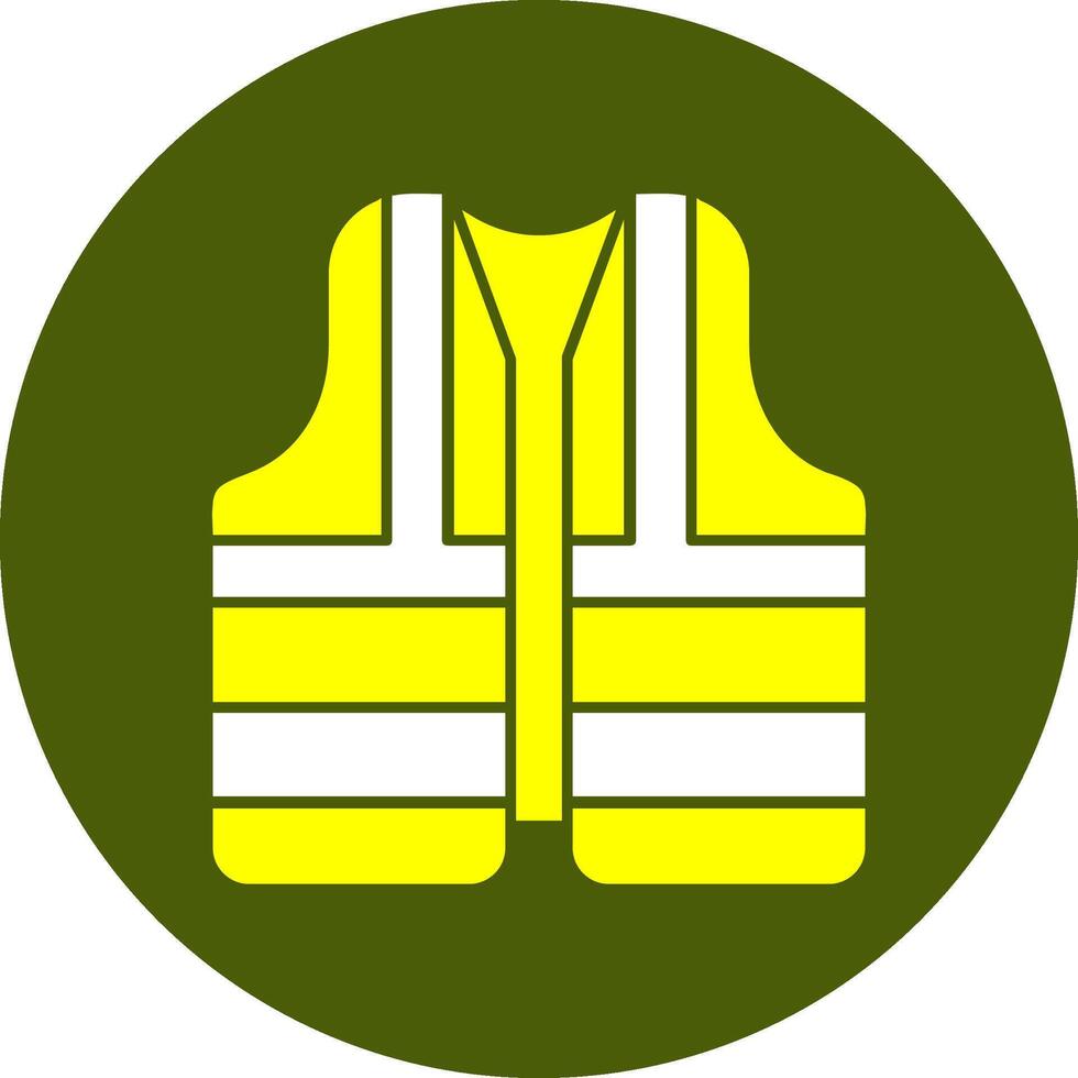 Safety Vest Solid Style Colorful Icon vector