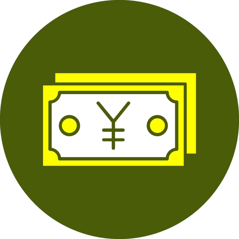 Japanese Yen Note Solid Style Colorful Icon vector
