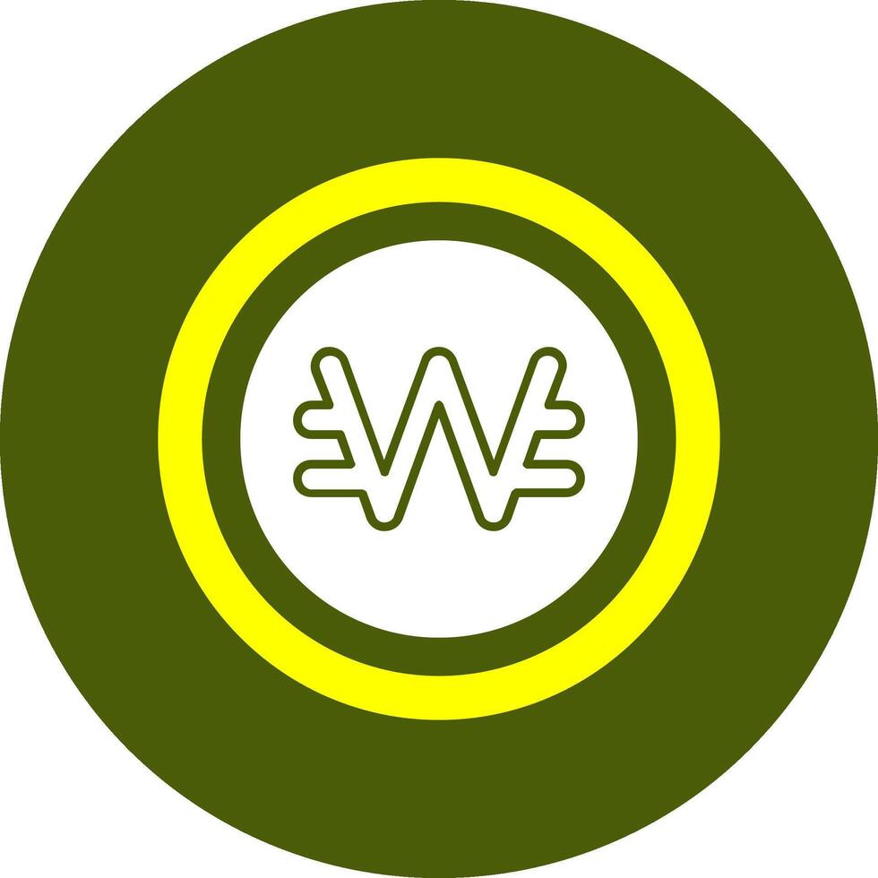 South Korean Won Sign Solid Style Corlorful Icon vector