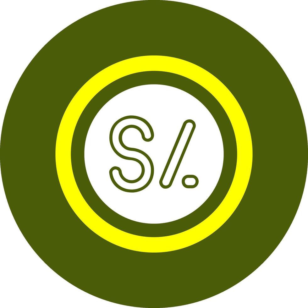 Peruvian Sol Sign Solid Style Corlorful Icon vector