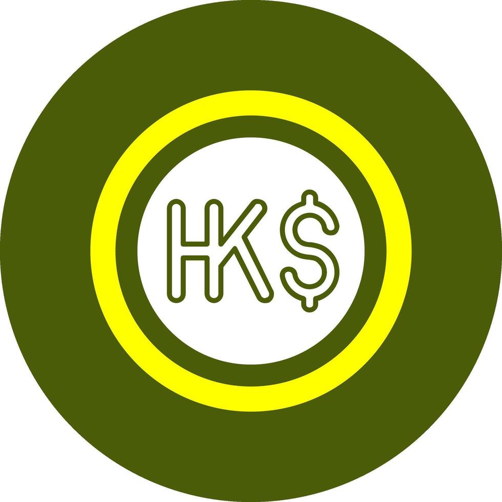 Hong Kong Dollar Sign Solid Style Corlorful Icon vector