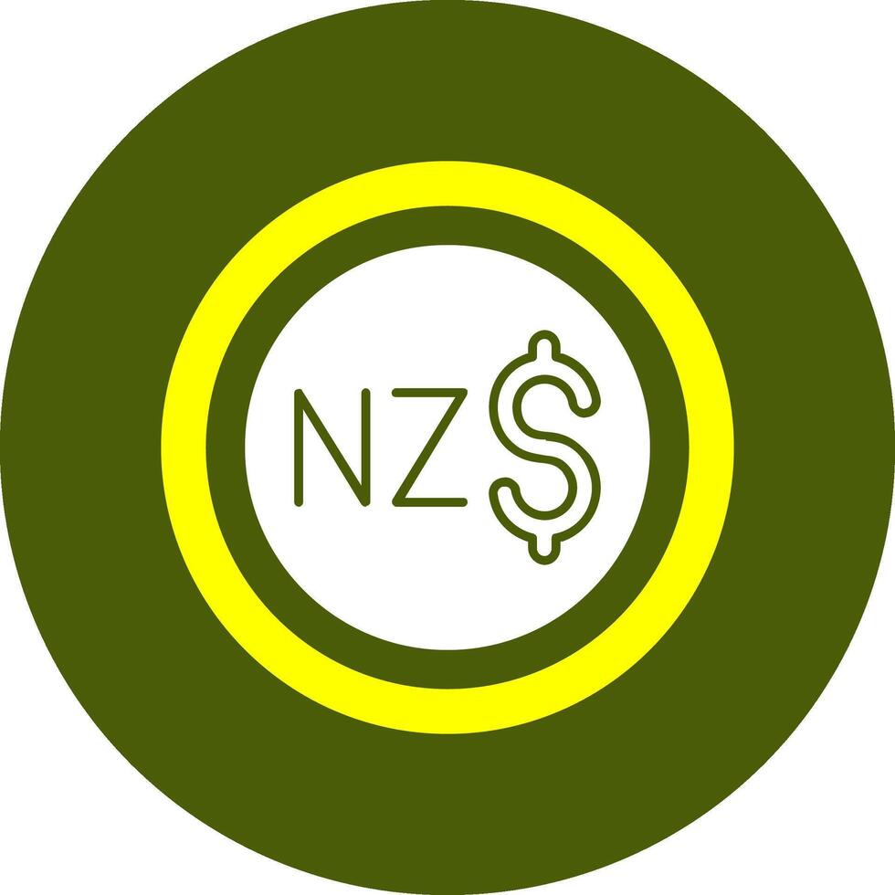 New Zealand Dollar Sign Solid Style Corlorful Icon vector