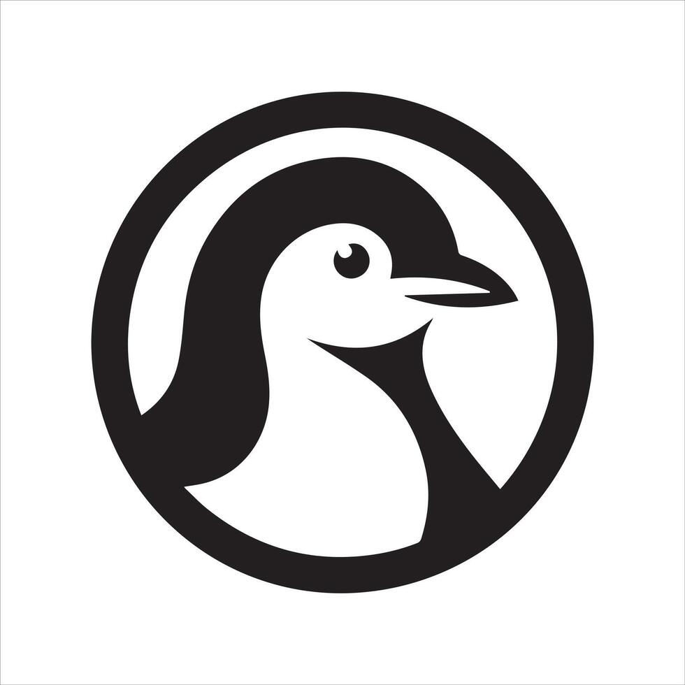 Sleek penguin silhouette in flat design art vector