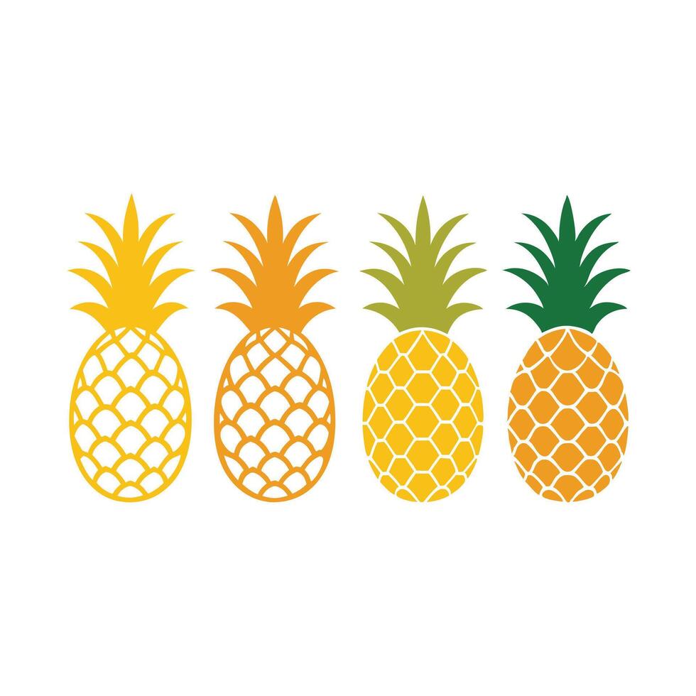 set pineapple fruit vector