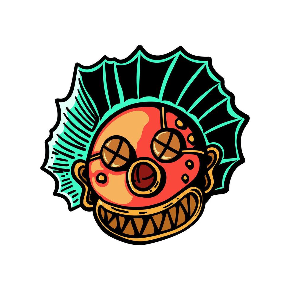 clown robot illustration for design, template, logo, icon, character design, etc vector