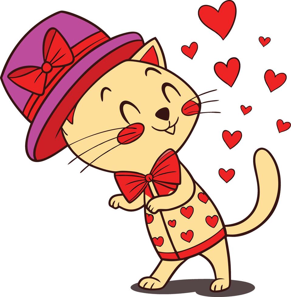 A valentine cat vector