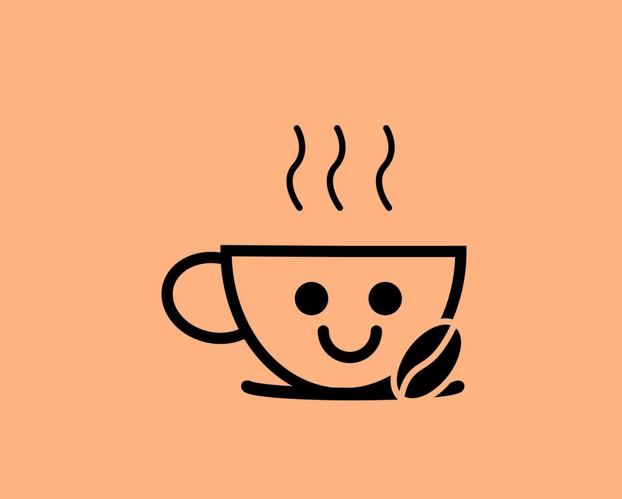 A coffee cup with a smiley face on it vector