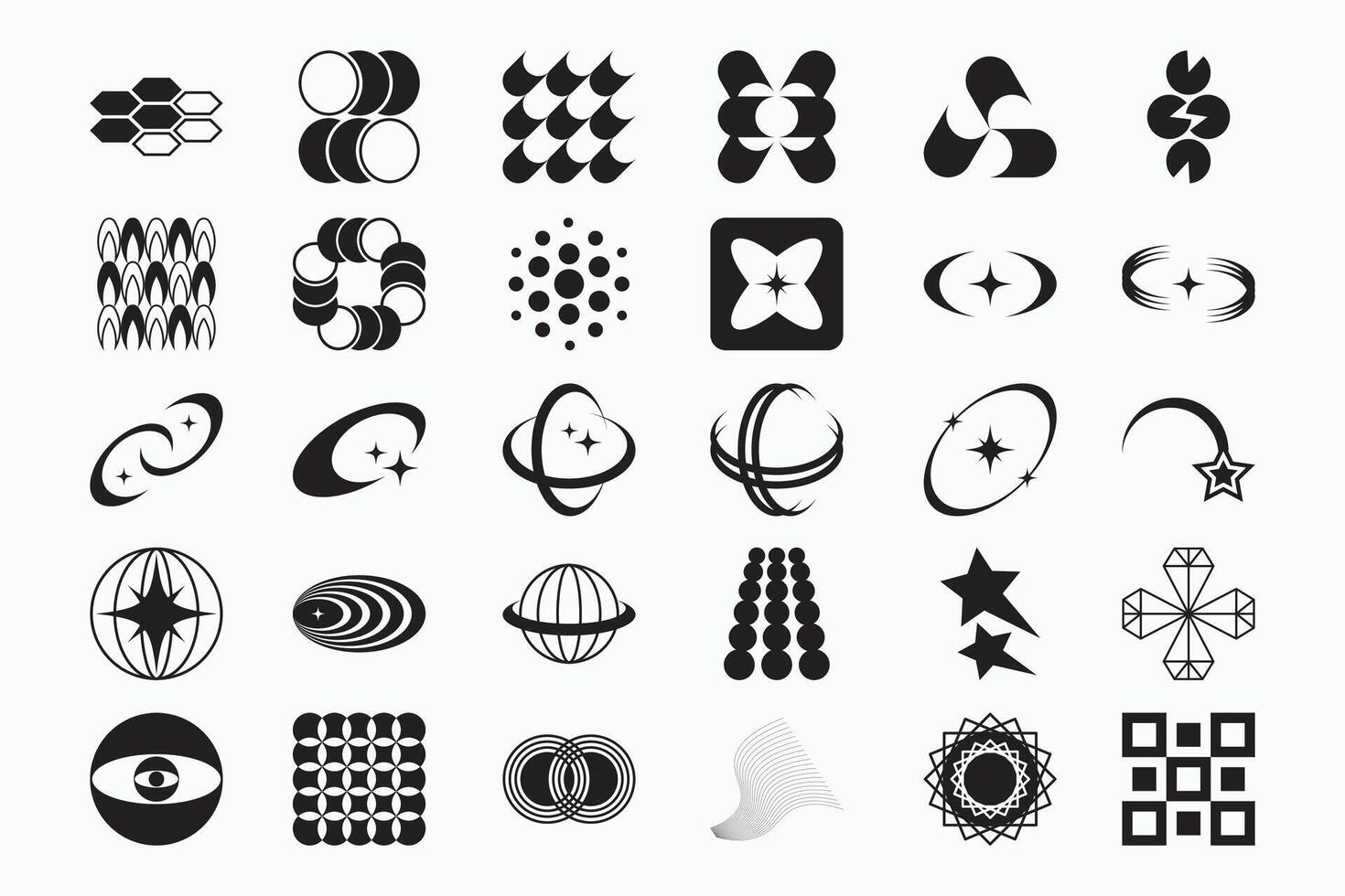 Abstract Y2K Shapes Illustration Pack vector