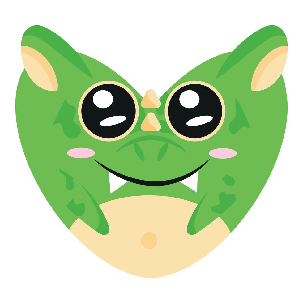 valentine's day heart icon with animal image of an green dragon in a heart shape for children's textile or packaging vector
