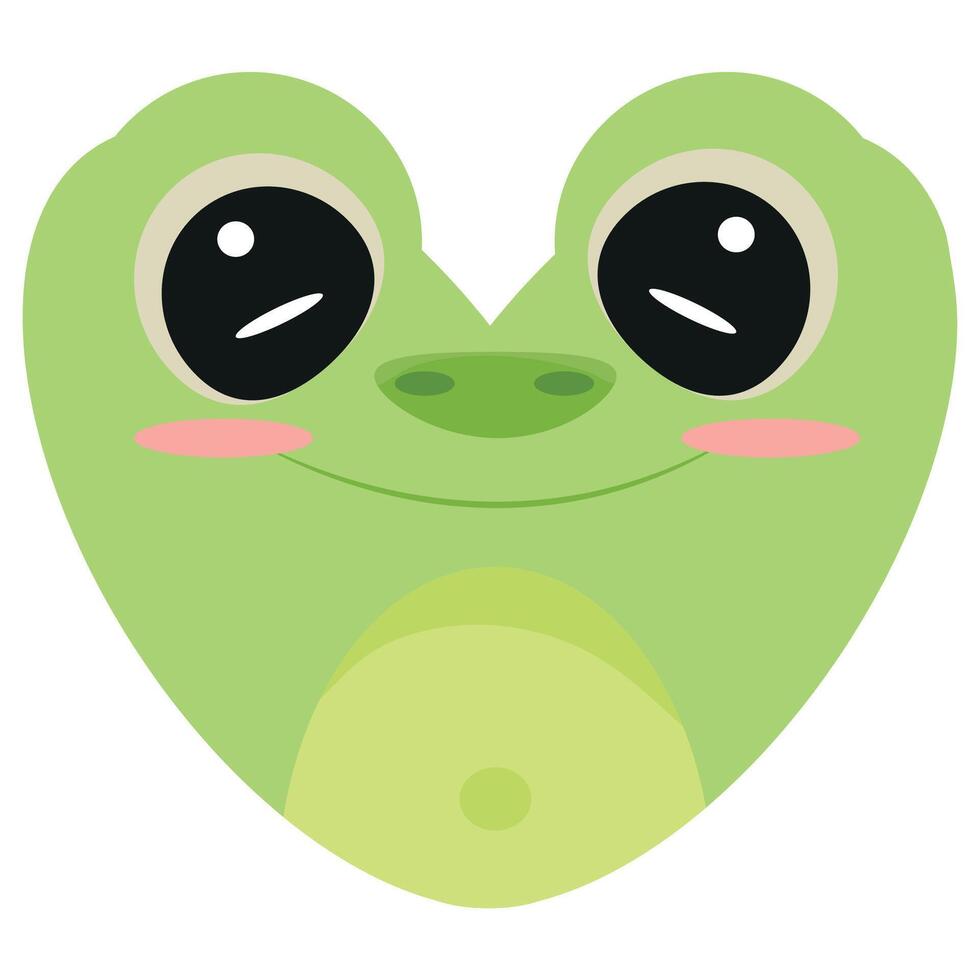valentine's day heart icon with animal image of an green frog in a heart shape for children's textile or packaging vector