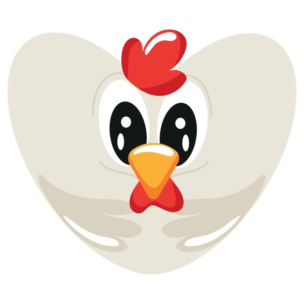 valentine's day heart icon with animal image of an white rooster in a heart shape for children's textile or packaging vector