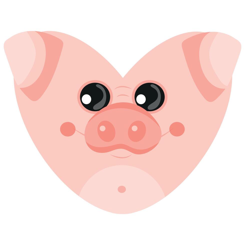 valentine's day heart icon with animal image of an pink pig in a heart shape for children's textile or packaging vector